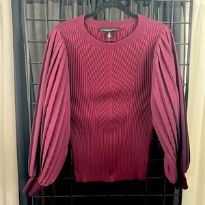 NWT DRAMATIC RIBBED SWEATER WITH PLEATED SLEEVES . One of a kind . Show stopper.